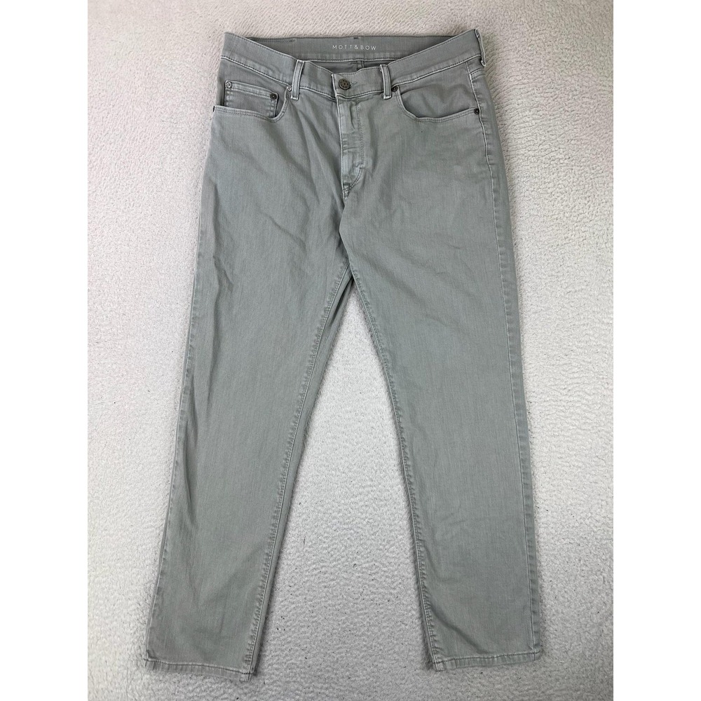 Mott & Bow Mercer Slim Straight Jeans Mens 34x30 Green Sage Stretch Denim